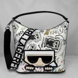 KARL LAGERFELD  Graphic Leather Bucket Bag